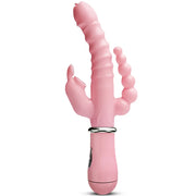 LickLip™ 3-in-1 Dildo Rabbit Vibrator – Tongue Licking, Double Rod & Clit-Anal Stimulation 💦