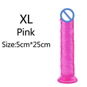 5-Color Jelly Suction Cup Dildo 🍑 Soft & Transparent G-Spot Pleasure Toy