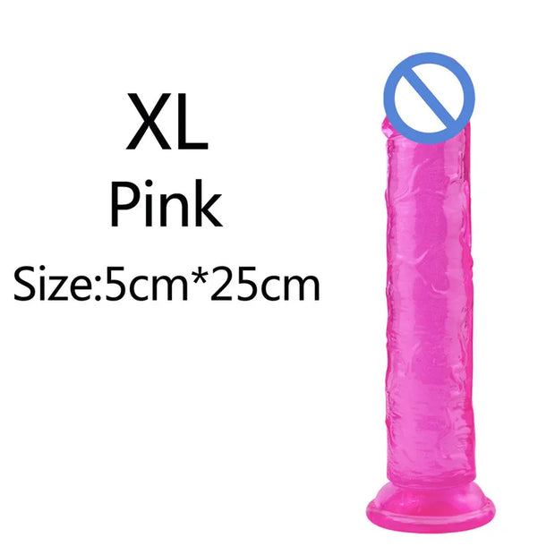 5-Color Jelly Suction Cup Dildo 🍑 Soft & Transparent G-Spot Pleasure Toy