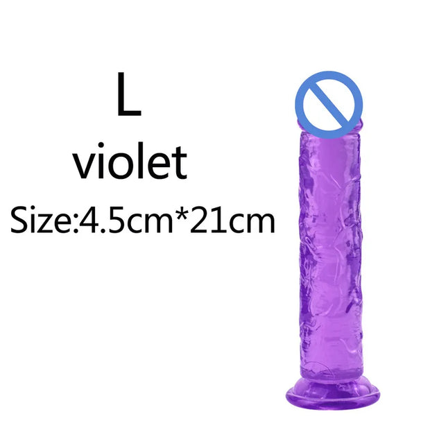 5-Color Jelly Suction Cup Dildo 🍑 Soft & Transparent G-Spot Pleasure Toy