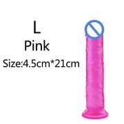 5-Color Jelly Suction Cup Dildo 🍑 Soft & Transparent G-Spot Pleasure Toy