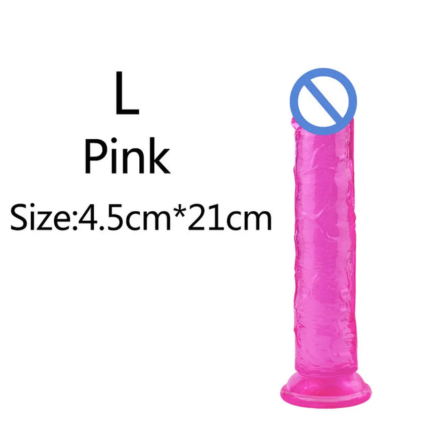 5-Color Jelly Suction Cup Dildo 🍑 Soft & Transparent G-Spot Pleasure Toy