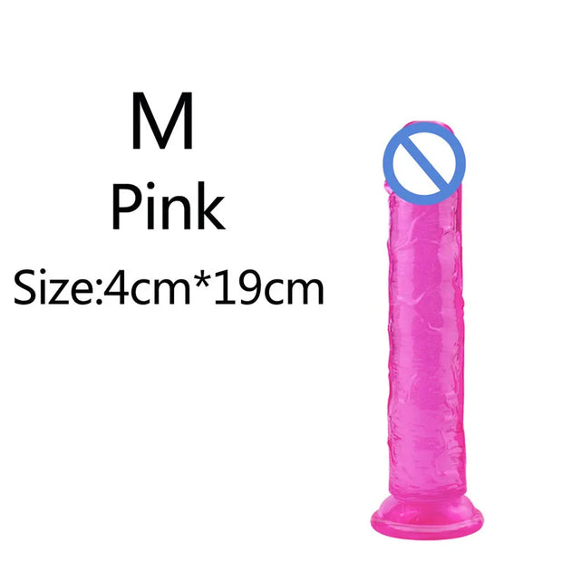 5-Color Jelly Suction Cup Dildo 🍑 Soft & Transparent G-Spot Pleasure Toy