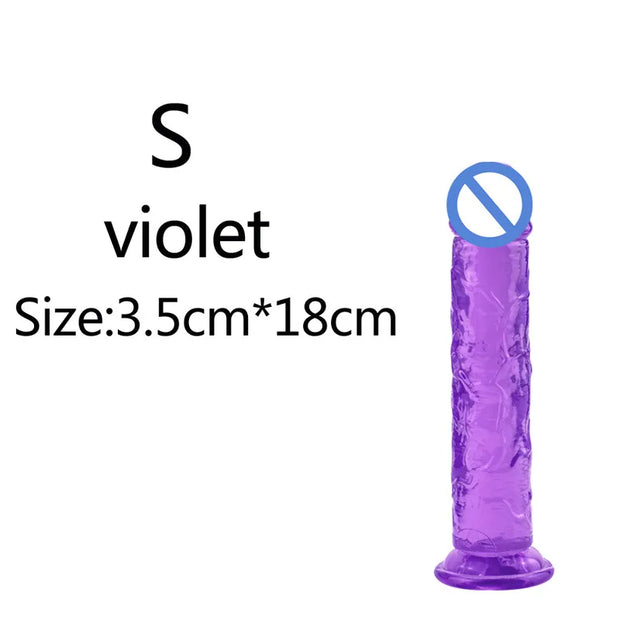 5-Color Jelly Suction Cup Dildo 🍑 Soft & Transparent G-Spot Pleasure Toy