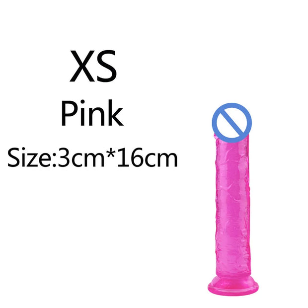 5-Color Jelly Suction Cup Dildo 🍑 Soft & Transparent G-Spot Pleasure Toy
