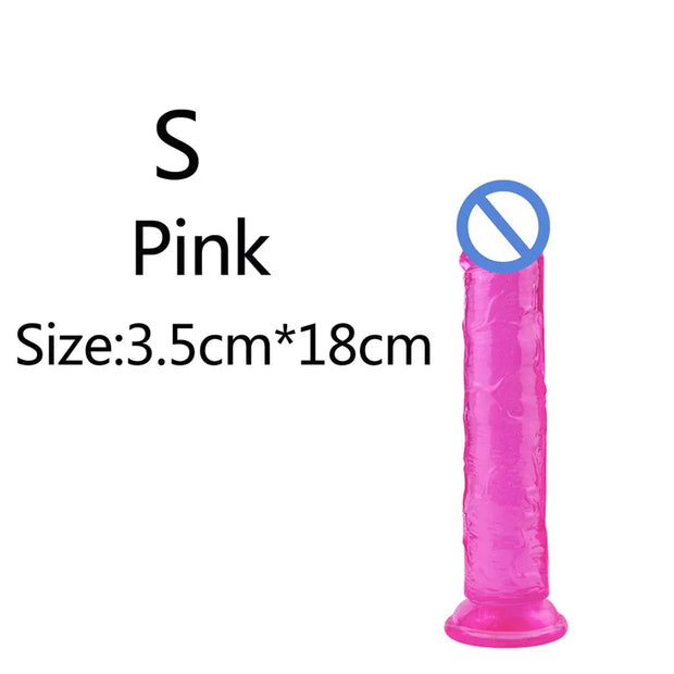 5-Color Jelly Suction Cup Dildo 🍑 Soft & Transparent G-Spot Pleasure Toy