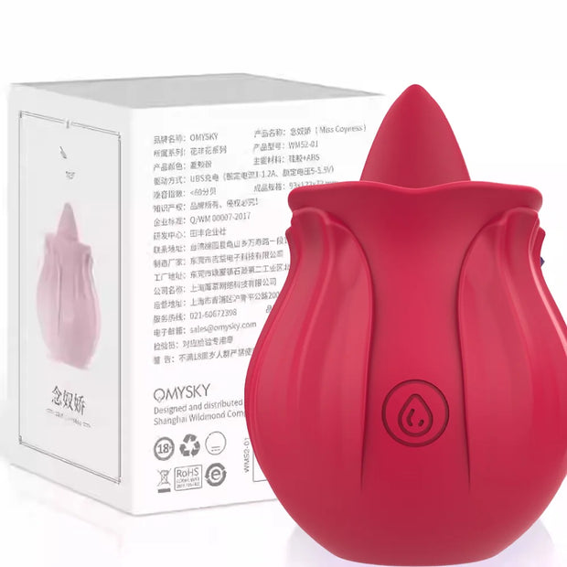 🌹 Rose Tongue Licking Vibrator – Clit & Nipple Stimulator for Women