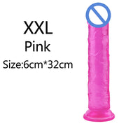 5-Color Jelly Suction Cup Dildo 🍑 Soft & Transparent G-Spot Pleasure Toy