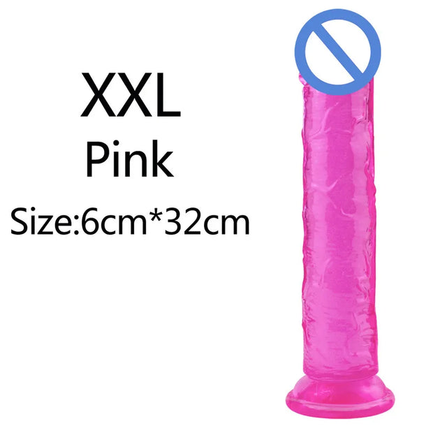 5-Color Jelly Suction Cup Dildo 🍑 Soft & Transparent G-Spot Pleasure Toy